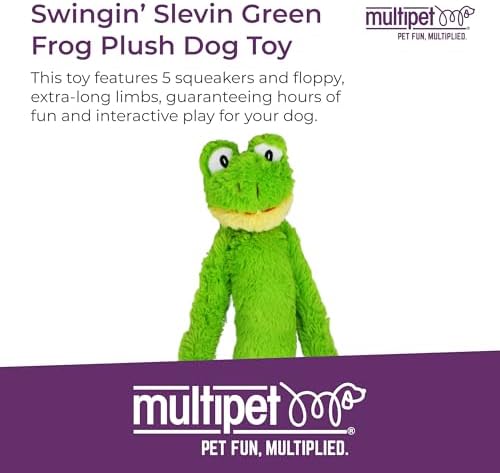 Multipet Swingin' Slevin Frog Dog Plush Toy - Squeaky Toys for All Dogs - Extra Soft Plush - Stuffed Animal for Cuddling & Playing - Cute Dog Pet Toy (27”, Green, 5 Squeakers) - Image 2