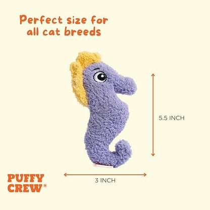 Interactive Catnip Cat Plush Toy, Ocean Theme, 5'', for All Breed Size Cats (Seahorse) - Image 3