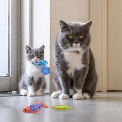Andiker Cat Catnip Toys,Crinkle Catnip Fish with Rustling Shiny Crinkle Paper and Natural Catnip,Cat Interactive Toys for Indoor Cats for Promoting Digestion and Adjusting Emotion (Blue Fish) - Image 6