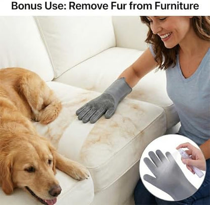 Dog Washing Gloves for Hair-Removal: Remove 90% Loose Hair One Bath - Silicone Grooming Gloves Effective Removing Long Dog Golden Retriever/Short Labrador Fur - Keep Home Furniture Fur-Free - Image 7