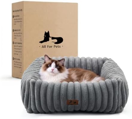 Cute Dog Bed for Small Dogs & Cats,Washable Fluffy Cat Beds for Indoor Cats, Rectangle Orthopedic Memory Foam Puppy Beds with Anti-Slip Bottom, 20 x19 x 7 Inches, Grey (20x19x6 inches) by WARMREST