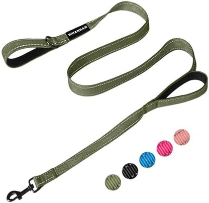 Reflective Dog Leash with Double Handle, Dog Leash 4 FT Long, Supports Medium and Large Dogs, Heavy Duty for Walking, Running, and Training, Green by Unknown