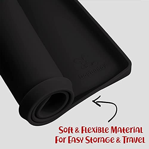 DogBuddy Dog Food Mat – Waterproof Dog Bowl Mat for Food and Water, Silicone Pet Feeding Mats for Floors, Non-Slip Placemat with High Edges for Dogs Bowls, Puppy Essentials (Small: 19"x12", Black) - Image 6