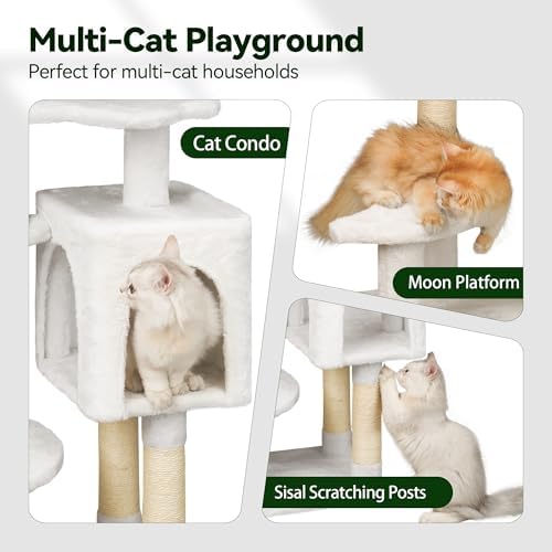 Meecal Cat Tree, 43In Cute Cat Tower for Kittens Under 6 Months 9lbs, White - Image 5