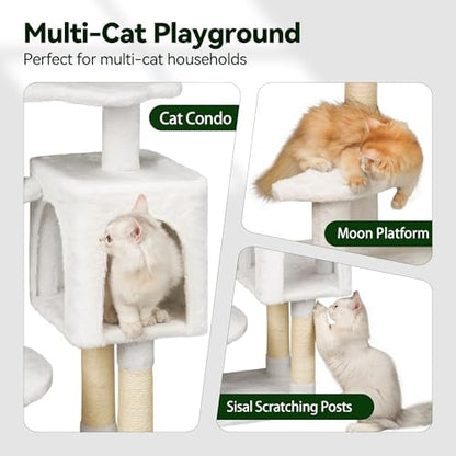 Meecal Cat Tree, 43In Cute Cat Tower for Kittens Under 6 Months 9lbs, White - Image 5