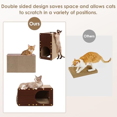 EHEYCIGA Cardboard Cat Scratcher House, 20-Inch Cat Scratch pad, Dark Brown - Image 4