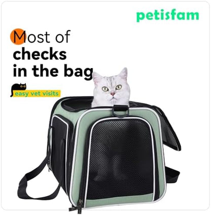 Top Load Cat Carrier for Medium Cats and Small Dogs with Washable Cozy Bed, 3 Doors and Shoulder Strap. Easy to get cat in, Easy Storage, Lightweight, Airline Approved - Image 3