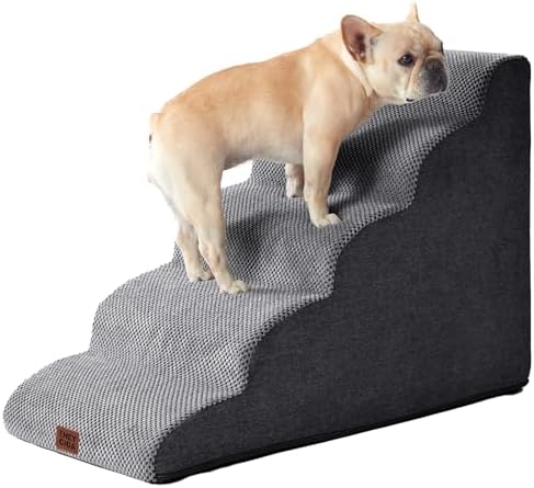 EHEYCIGA Curved Dog Stairs Ramp for High Beds 22.6" H, 5 Step Pet Step by EHEYCIGA