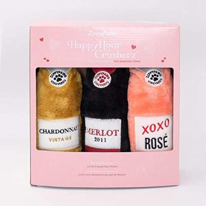 ZippyPaws Happy Hour Crusherz, Crunchy Dog Toy with Water Bottle, No Stuffing, Valentine's, 3 Pack by ZippyPaws