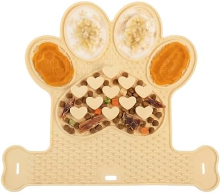 Dog Lick Mat with Suction Cups, Slow Feeder & Enrichment Mat for Dogs & Cats, Silicone Feeding Mat for Wet & Dry Food, Anxiety Relief, Mess-Free Foldable Pocket Design, Yellow by Unknown