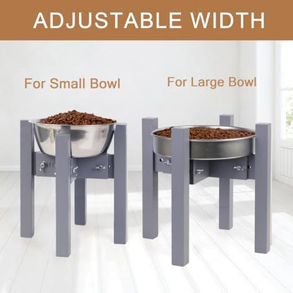 Elevated Dog Bowl Stand Adjustable Dog Food Holder 10”H Medium Grey - Image 2