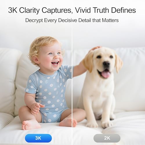 5G Security Camera Indoor 2-Pack, No-Monthly-Fee AI Tracking Facial Recognition, 3K Pet/Dog Camera with Speaker/Phone App, PTZ WiFi Baby Monitor Cameras for Home Security, 0-Glow Night Vision - Image 3