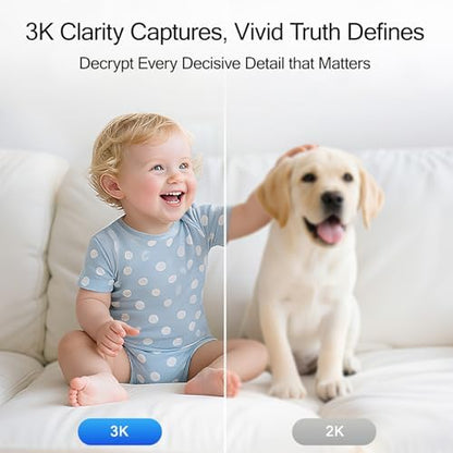 5G Security Camera Indoor 2-Pack, No-Monthly-Fee AI Tracking Facial Recognition, 3K Pet/Dog Camera with Speaker/Phone App, PTZ WiFi Baby Monitor Cameras for Home Security, 0-Glow Night Vision - Image 3