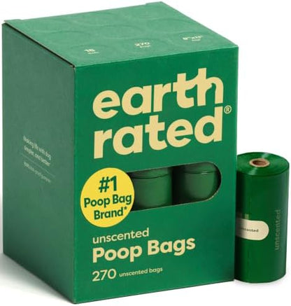 Earth Rated Dog Poop Bags on Refill Rolls, 270 Bags, Unscented by EarthRated