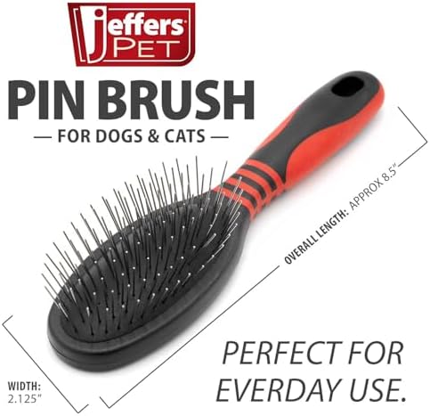 Jeffers Pet Single Sided Pin Brush for Dogs Cats Horses, Patented Pin Pad, Durable Bristles, Detangling Grooming Brush for Medium to Long Hair, Smooth Finish, Tangle Free Coat, Travel Size - Medium - Image 2