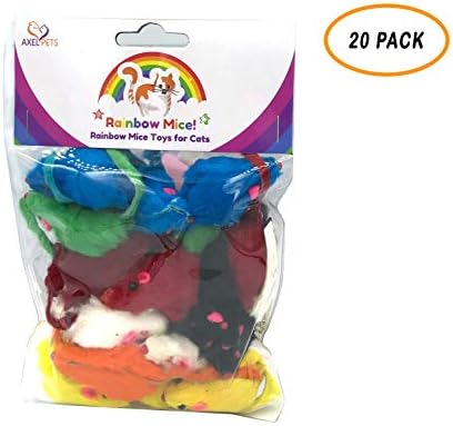 20 Rainbow Mice with Catnip and Rattle Sound Made of Real Rabbit Fur Interactive Catch Play Mouse Toy for Cat, Pack of 20 Mice - Image 5
