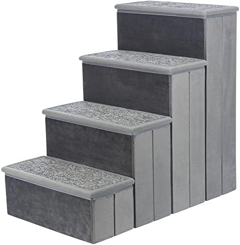 TRIXIE 4-Step Velour Pet Stairs, Gray by TRIXIE