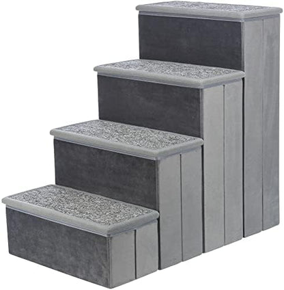 TRIXIE 4-Step Velour Pet Stairs, Gray by TRIXIE