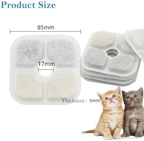 Cat Water Fountain Filters,8 Pack Pet Cat Fountain Replacement Filters - 3 Triple Filtration System/Activated Carbon for Square Stainless Steel Pet Cat Fountains - Image 4