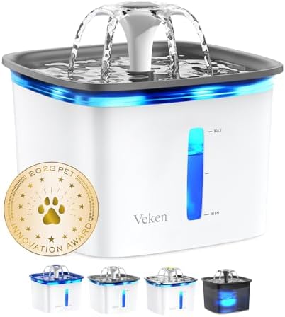 Veken Innovation Award Winner 95oz/2.8L Cat Water Fountain by Veken