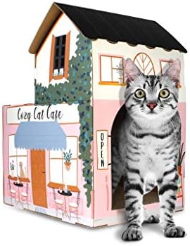 American Cat Club Cat House with Scratcher & Catnip Included - Coffee House - Image 2
