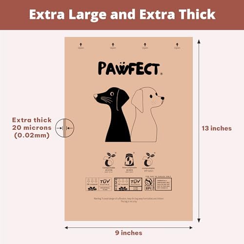 Pawfect Dog Poop Bags Rolls – Biodegradable Poop Bags, Compostable Dog Waste Bags, BPI Certified Pet Waste Bags, Unscented, Large, Puppy Poo, Earth Friendly, Bolsas Para Perros Popo (480 Counts) - Image 6