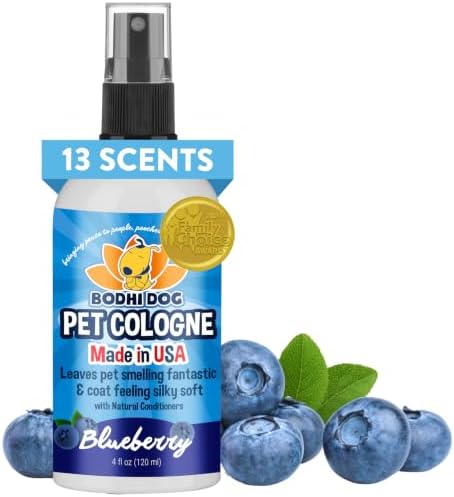 Bodhi Dog Natural Dog Cologne (Blueberry) - Premium Scented Deodorizing Pet Perfume with Conditioner for Dogs & Cats - Keeps Pets Fresh & Clean - Gentle and Safe Formula, Made in USA (4 Fl Oz) by BodhiDog