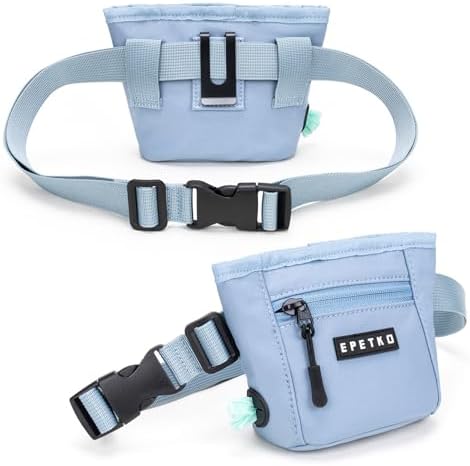 Dog Treat Pouch, Powerful Magnet Closure Device Dog Training Treat Bag Large Capacity Pet Treat Pouch with Poop Bag Dispenser Treat Bag for Dog Training with Metal Waistband Clip (Light Blue) - Image 2