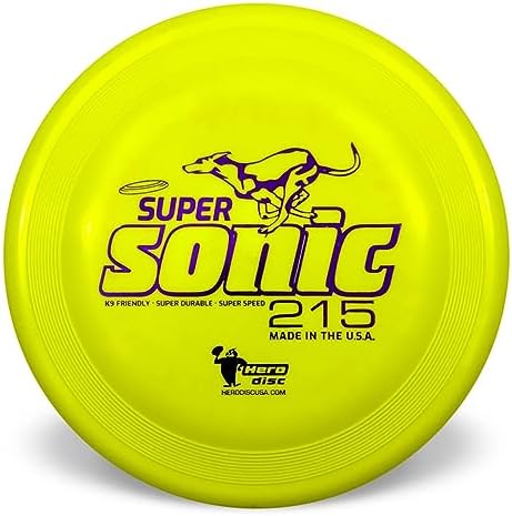 Hero Disc USA Hero SuperSonic 215 K9 Taffy Plastic Dog Disc, Puncture Resistant Dog Flying Disc (Yellow) by Unknown