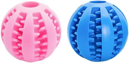 4 Pcs Non-Toxic Rubber Dog Toy Ball, 2.75 inch Durable & Tough Rubber Dog Treat Dispensing Puzzle Ball Chew Toy & IQ Training Toy for Small & Medium Sized Dogs (Red, Orange, Blue, Pink)