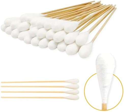 6-Inch Long Cotton Tips for Cleaning Dogs' Ears | Extra-Long Cotton Swabs for Dog Ear Cleaning | Eco-Friendly Dog Ear Swabs & Pads | Organic Bamboo & Cotton | 100-Pack by AnimoGoods