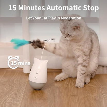 DOEL Cat Toys Interactive for Indoor, Rechargeable Automatic Rotating Feather Wand Toy, Tumbler Design, Electric Fun Tracker Exercise Gift, Stimulate to Chase and Hunting, for Bored Cats Kitten - Image 3