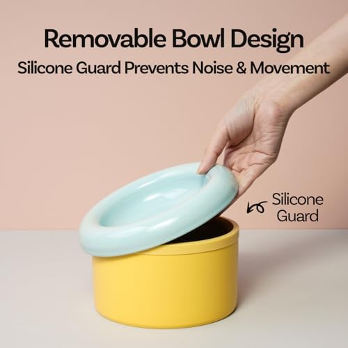Donut Bowl Elevated Ceramic Cat Bowl with Stand, Raised Whisker-Friendly Bowl for Cats & Small Dogs, Patented Donut Design, Made in Korea (3.9" H -Pink) - Image 5
