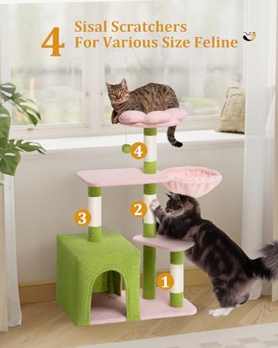 Aechonow Flower Cat Tree for Indoor Cats,41.2" Cute Cat Tree for Adult Cats - Image 2