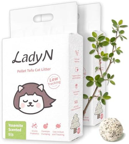 Lady N Pellet Tofu Cat Litter, Yosemite, Eco-Probiotic Odor-Control 18lb by LadyN