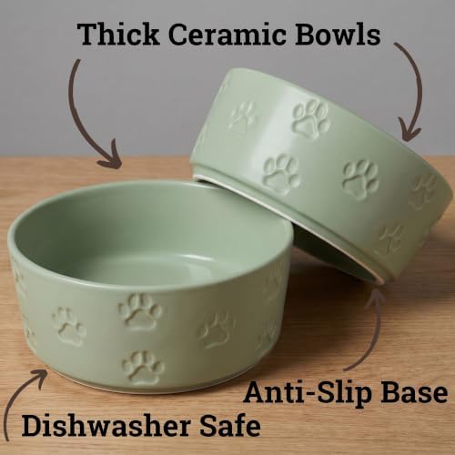 Ceramic Dog Bowl Set of 2 with Anti-Skid Base 7.5" W x 3" H, 6 Cup Capacity - Image 2