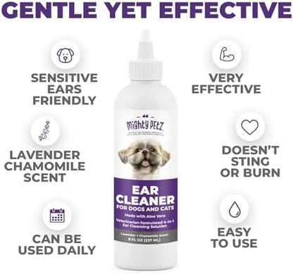 Mighty Petz Dog Ear Cleaner – Gentle Pet Ear Wash for Routine Ear Hygiene For Dogs and Cats 8 oz - Image 3