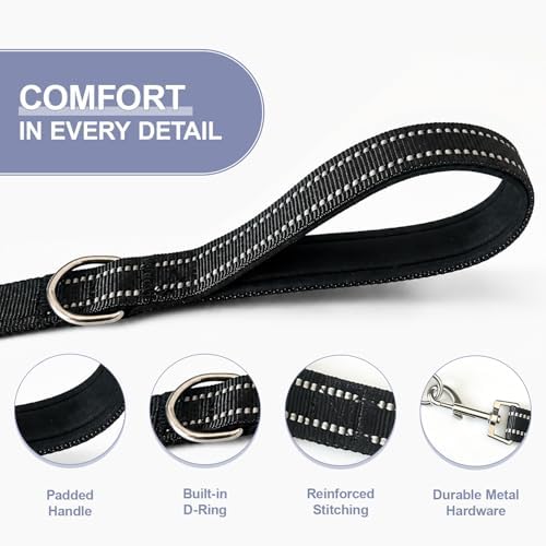 Double Dog Leash Padded Handle 360°Swivel No Tangle Dual Leash for Two Dogs - Image 4
