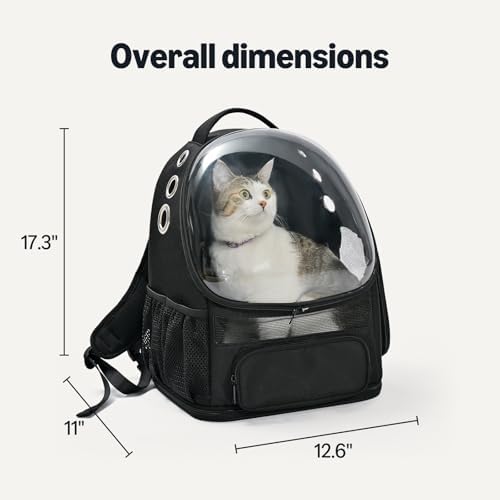 Amazon Basics Pet Carrier Backpack for Small Cats & Dogs, Collapsible Travel Carrier with Bubble Window & Breathable Mesh, Foldable for Travel, Black - Image 2