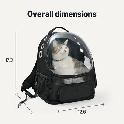 Amazon Basics Pet Carrier Backpack for Small Cats & Dogs, Collapsible Travel Carrier with Bubble Window & Breathable Mesh, Foldable for Travel, Black - Image 2