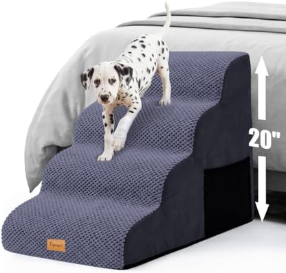 Topmart High Density Foam Dog Steps 4 Tiers, Extra Wide Deep Pet Steps by Topmart
