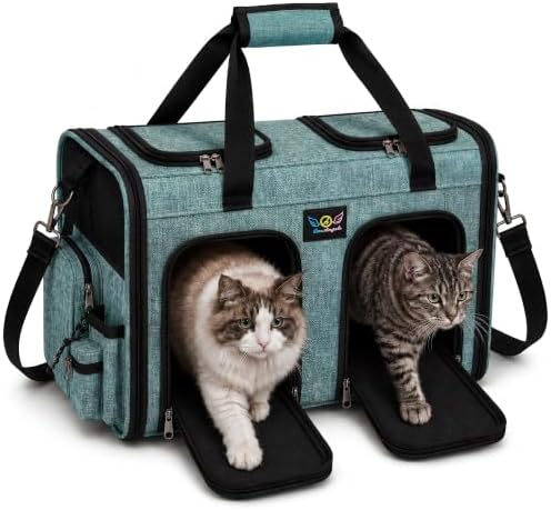 Premium Double Pet Carrier – Spacious 2-in-1 Travel Bag for 2 Cats or Small Dogs, with Divider, Breathable Mesh, Soft-Sided, Foldable Design by Unknown