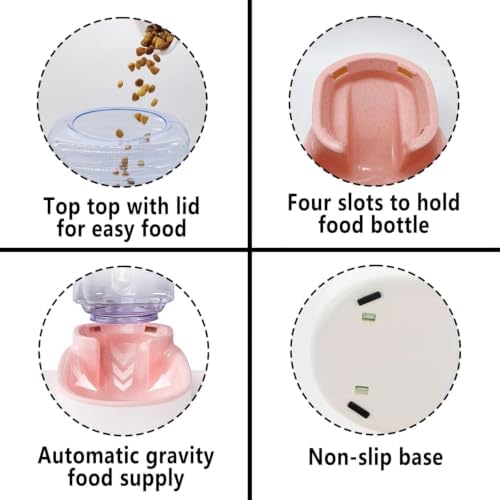 kathson Gravity Dog Food Dispenser Automatic Cat Feeding Food Station 1 Gallon Large Capacity Puppy Food Bowl for Small and Medium Dogs Cats Pink - Image 3