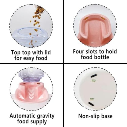 kathson Gravity Dog Food Dispenser Automatic Cat Feeding Food Station 1 Gallon Large Capacity Puppy Food Bowl for Small and Medium Dogs Cats Pink - Image 3