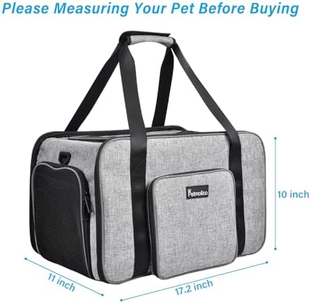 Petmolico Cat Carrier Soft-Sided Airline Approved, Medium, Grey-X863 - Image 5
