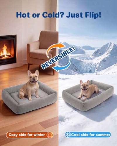 Cooling Dog Bed for Large Dogs - Removable Inner Cushion & Reversible Design (Ice‑Silk Cooling Layer | Sherpa Fleece Layer), Non‑Slip Bottom Washable Medium Mat for Crates, Beds, Sofas 24" × 15" - Image 3