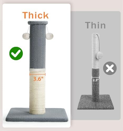 Made4Pets Cat Scratching Post with Sisal & Carpet for Indoor Cats, 23.6" - Image 2