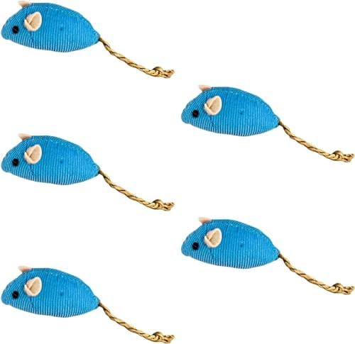 BWESOO 5Pcs Blue Catnip Toy, Catnip Toys Balls, Teaser Toy Mouse Shape Interactive Lightweight Relieve Boredom Pet Teething Toy Cat Supplies Blue Interested Catnip Toys by BWESOO