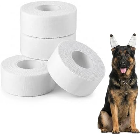 4 Roll Ear Tape for Dog Ears 1 Inch Self Adhesive Cotton Tape for Dog Ear Protection and Support, Dog Ears Stand up Care Tape for Doberman Ear Posting Kit by Unknown