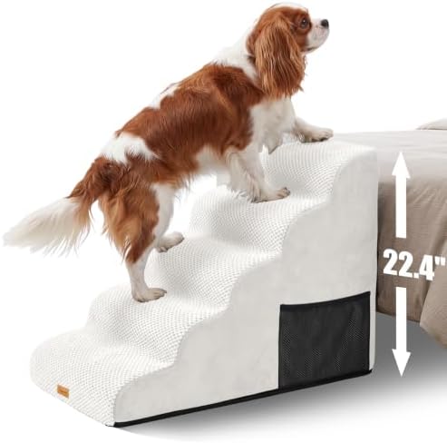 Topmart High Density Foam Dog Steps 5 Tiers, Extra Wide Deep Pet Steps by Topmart